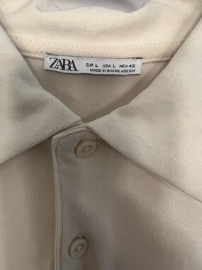 Zara Cream Collared Button-Front Top